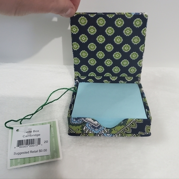Vera Bradley Cambridge Navy Blue Green Quilted Pattern Note Box NWT - Picture 3 of 9